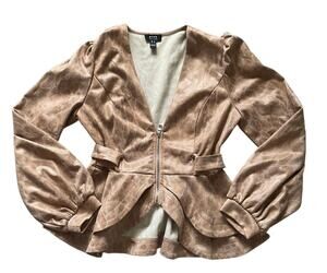 Ruffled Peplum Pink Faux Suede Snakeskin Size Medium Shaket Feminine Baddie Chic